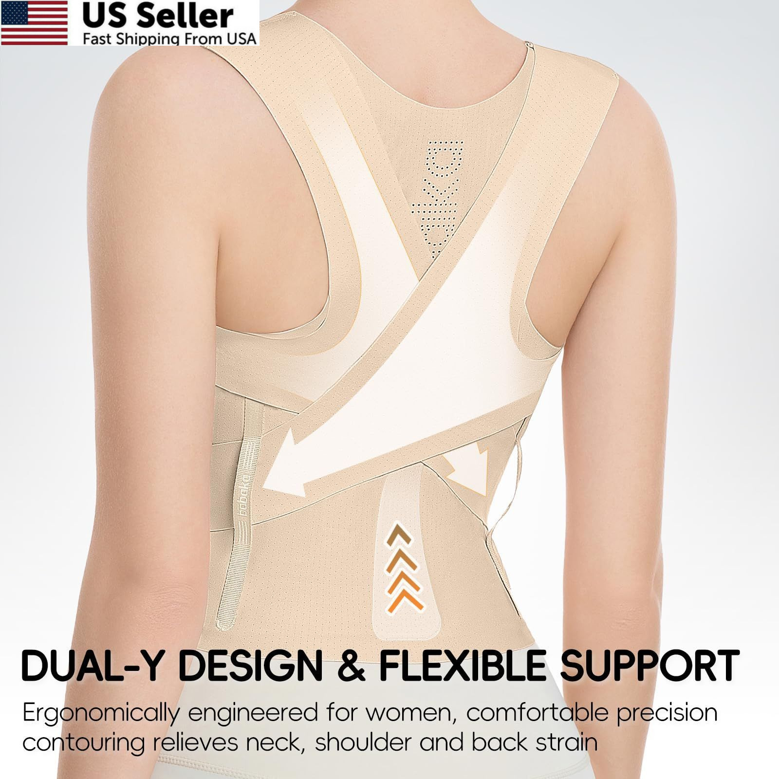 babaka Posture Corrector for Women, Invisible Lightweight Small, Beige