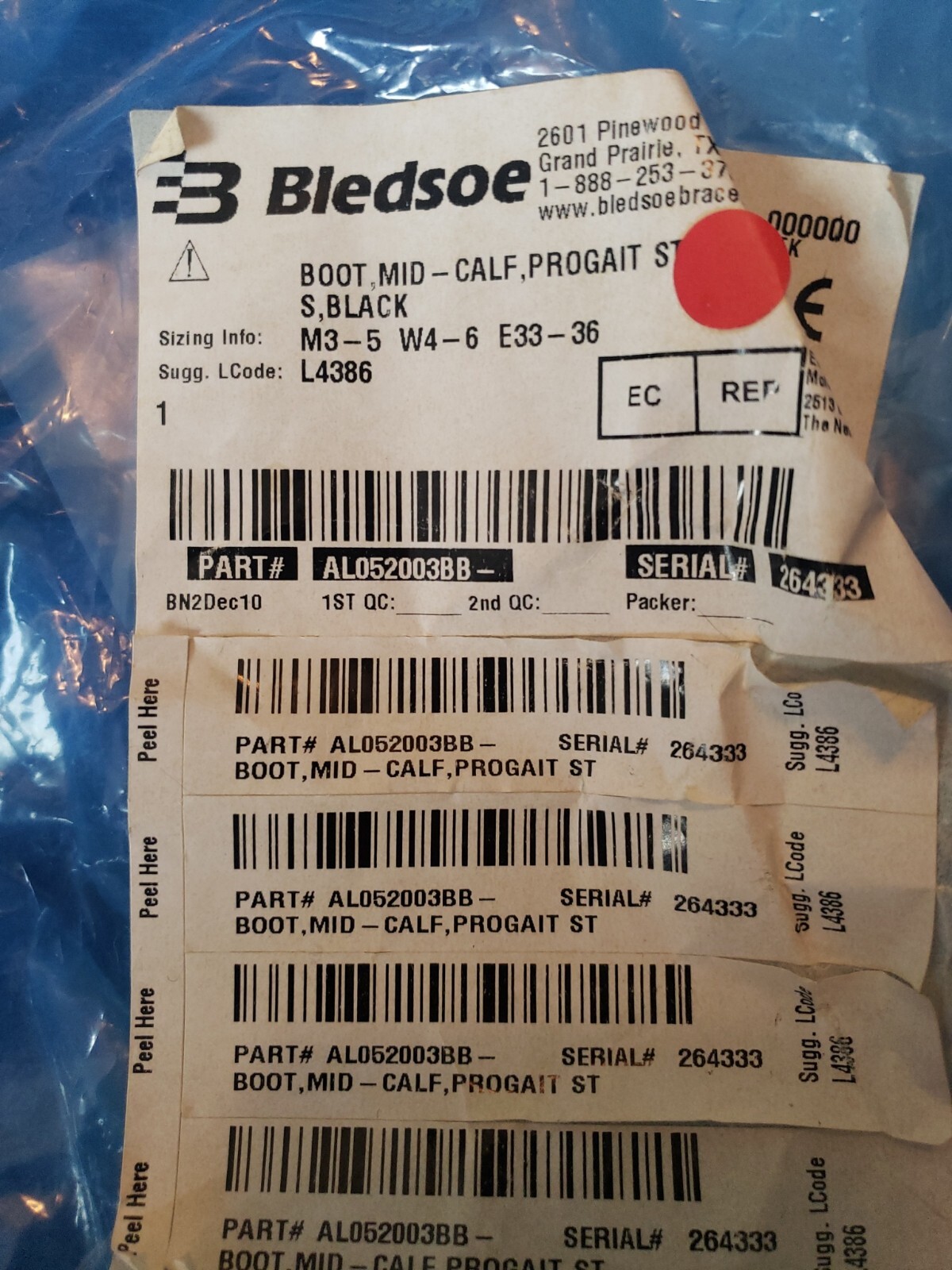 Breg Bledsoe ProGait ST Walker Boot, MID CALF, SIZE XS, Fit- Men 0-2, Woman 1-3