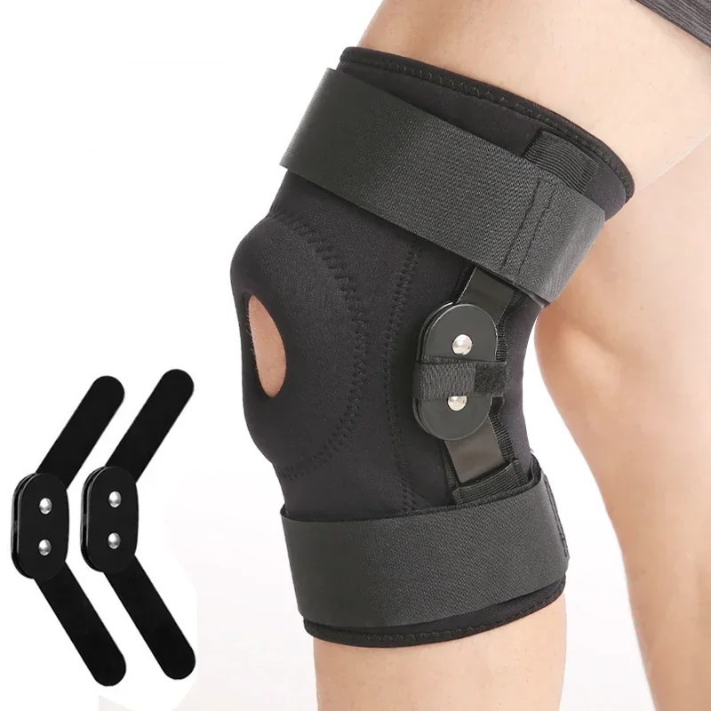 Knee Brace Compression Sleeve Hinged Joint Support Open Patella Stabilizer Wrap