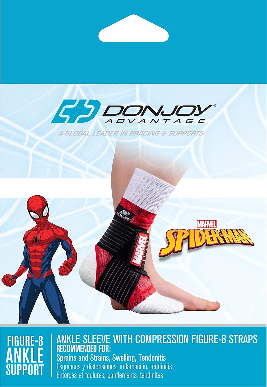 Marvels Spider-Man Ankle Sleeve w/Compression Figure 8 Straps YOUTH