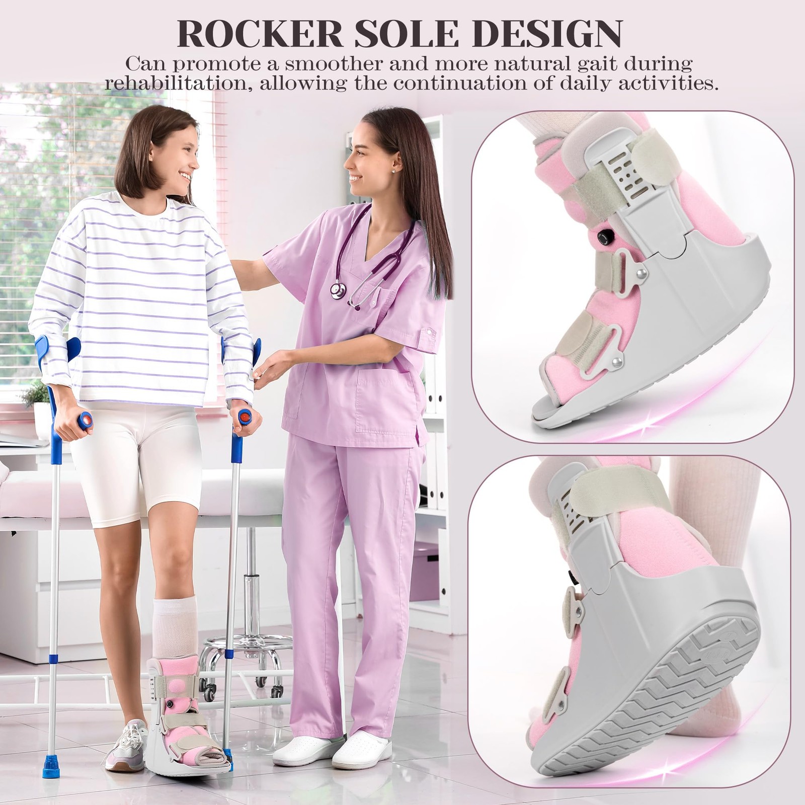 Jewlri Walking Boot for Broken Foot Injury, Air Cam Walker Boot, M