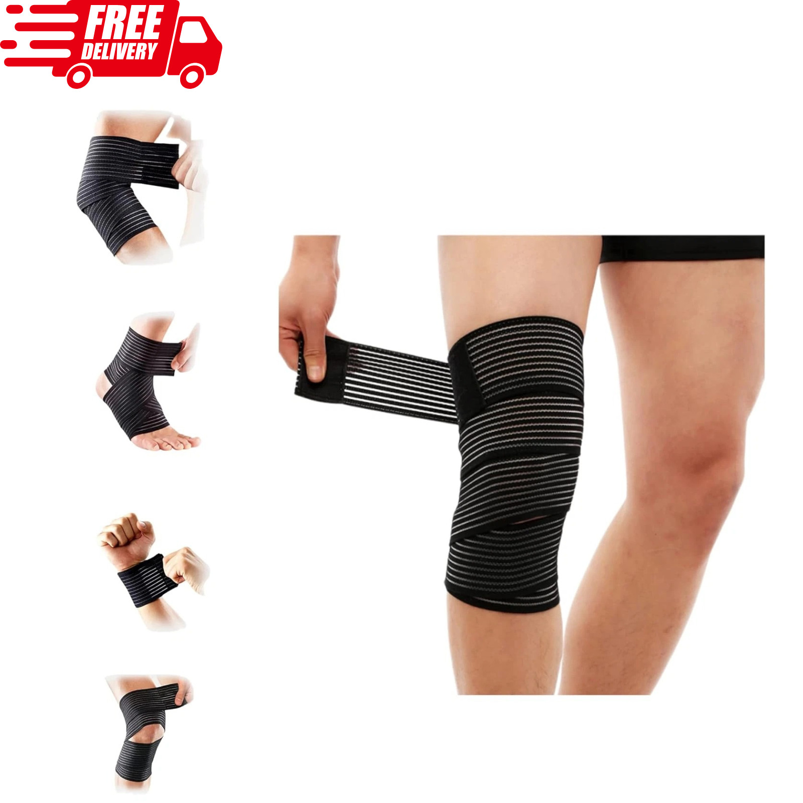 Elastic Knee Wrap Compression Bandage Support for Ankle, Joint Pain, Sports