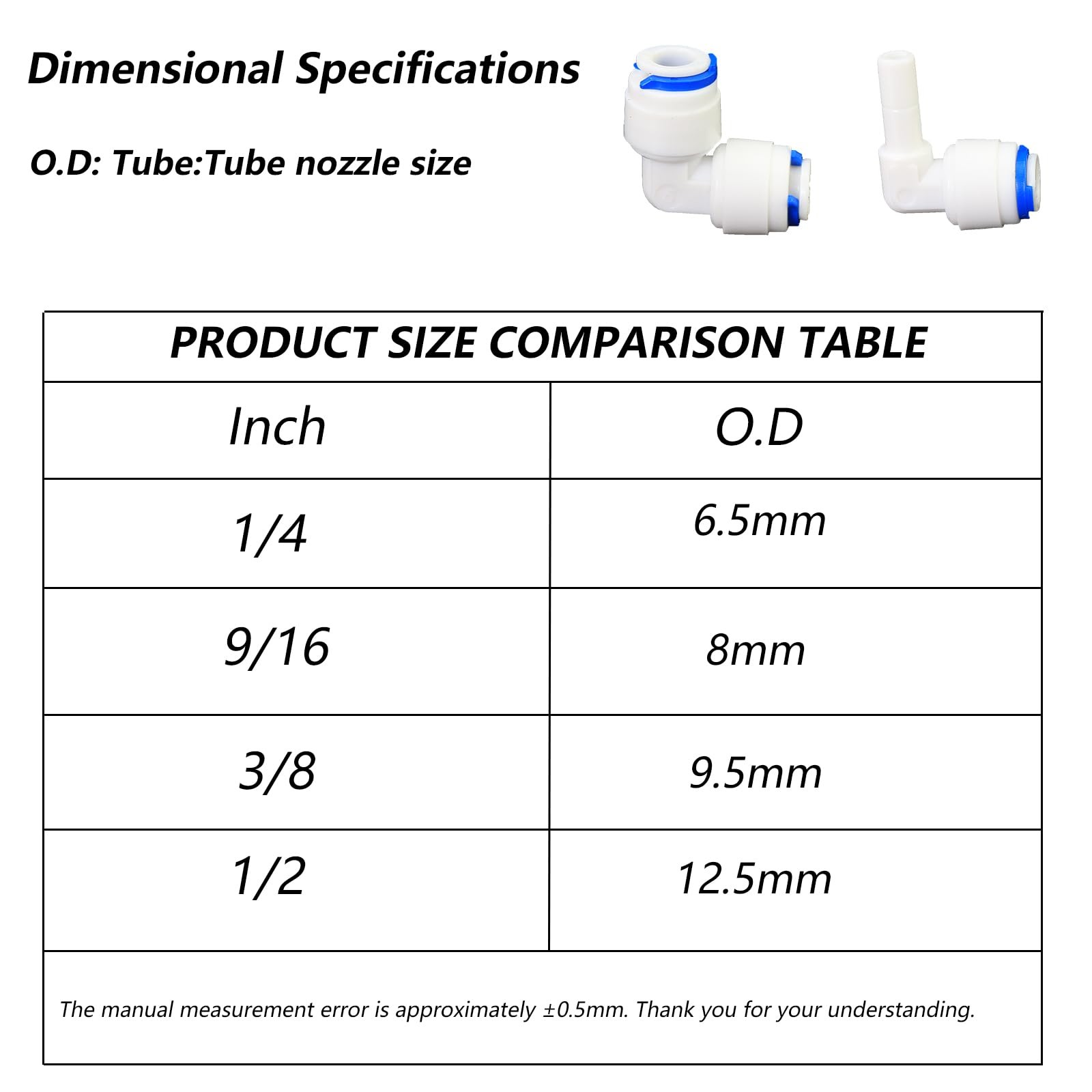 AimatRun 5pc 3/8″ Push-Fit Elbow
