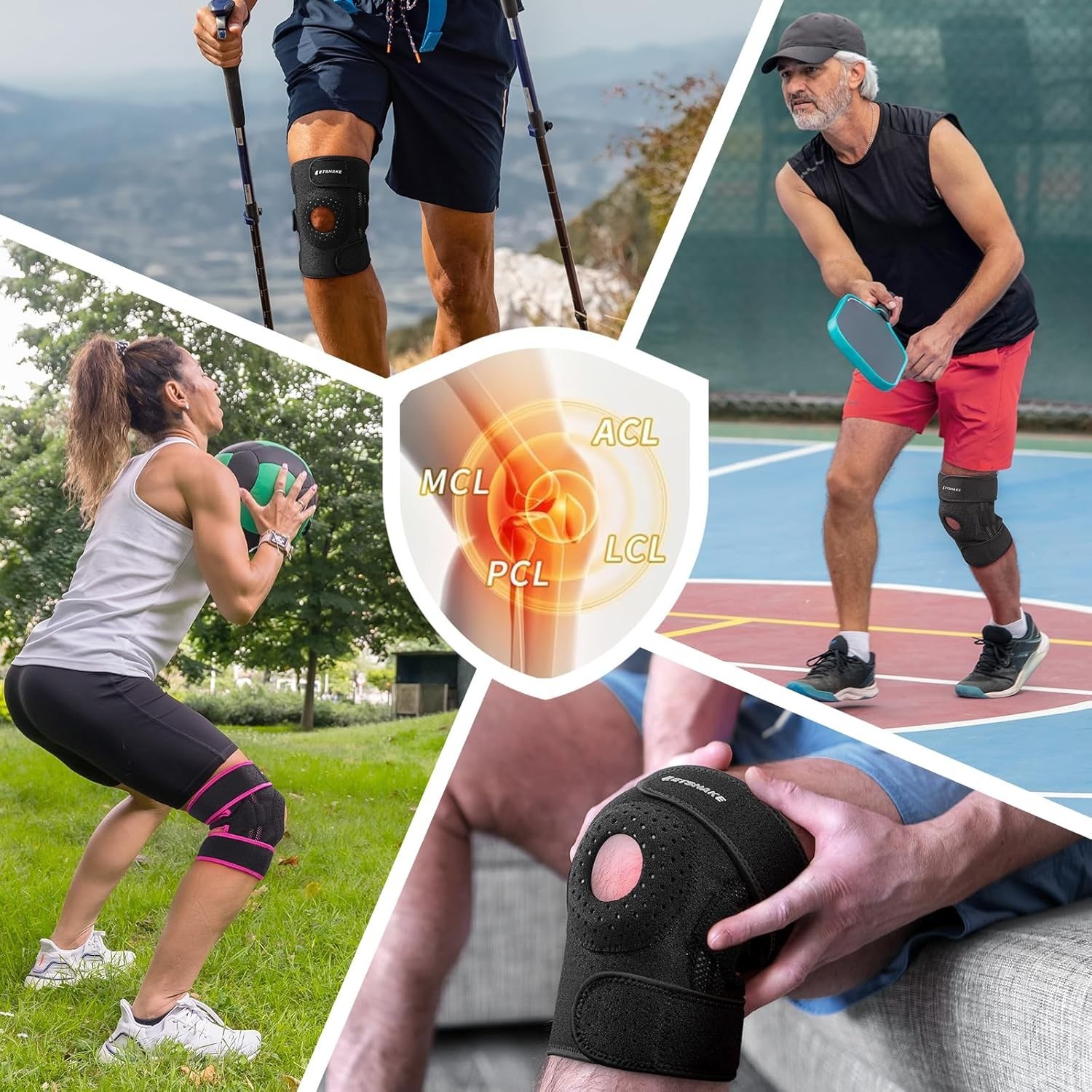 Hinged Knee Brace Compression Sleeve Joint Support Open Patella Stabilizer Wrap