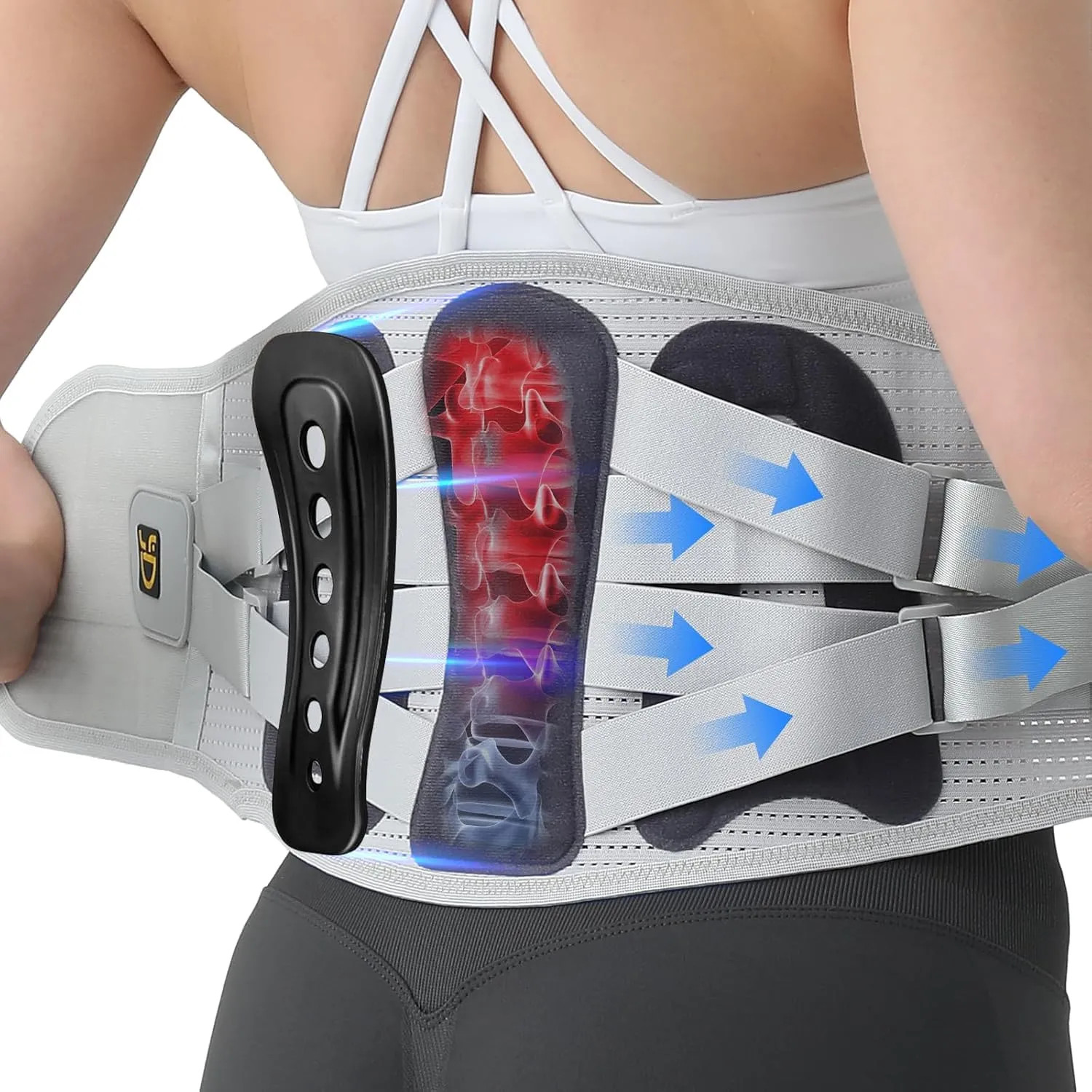 Lower Back Brace Support Belt with 5 Stays Breathable Mesh for Pain Relief Si…