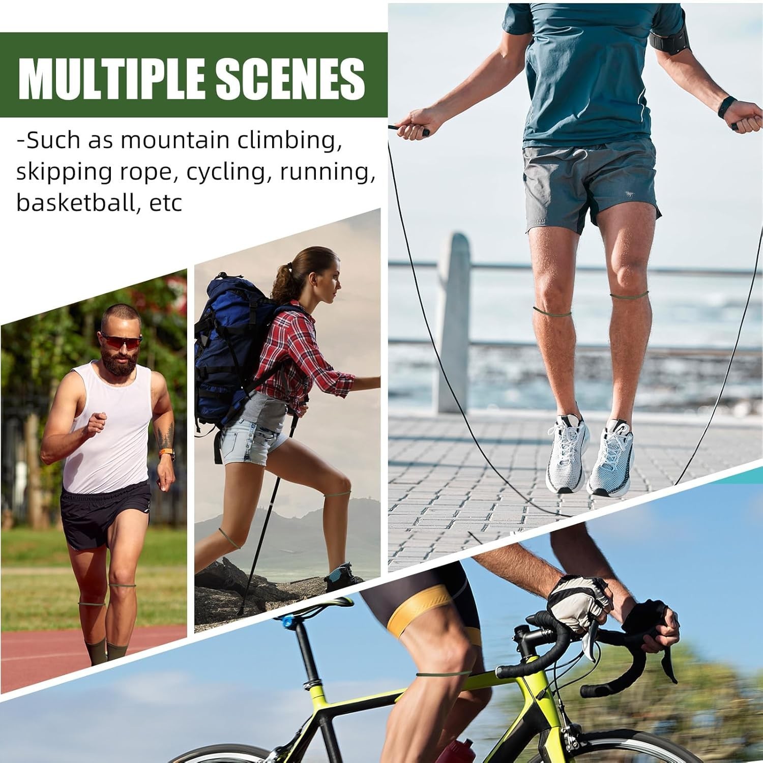 Comfortable Silicone Knee Support Bands, Perfect for Sports – Size M, Army Green