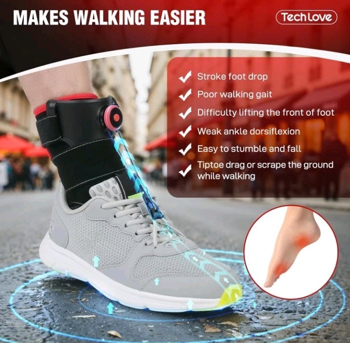 Tech Love AFO FOOT DROP ORTHOSIS SUPPORT BRACE – ZX1 Adjustable Knob Correction