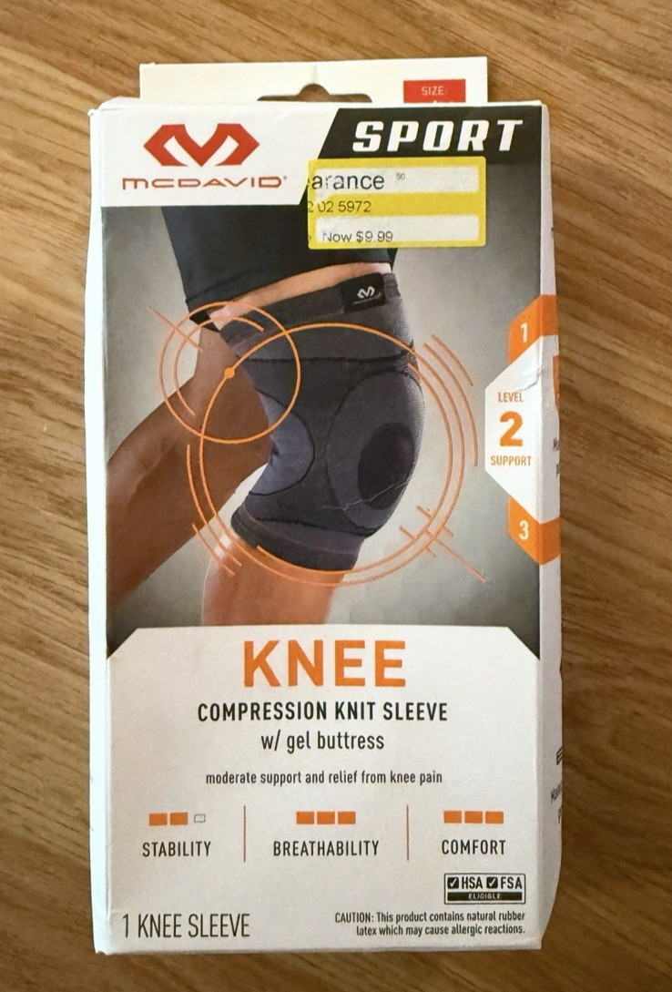 McDavid Sport Knee Compression Knit Sleeve w/ Gel Buttress *S/M* (8314) – E13E