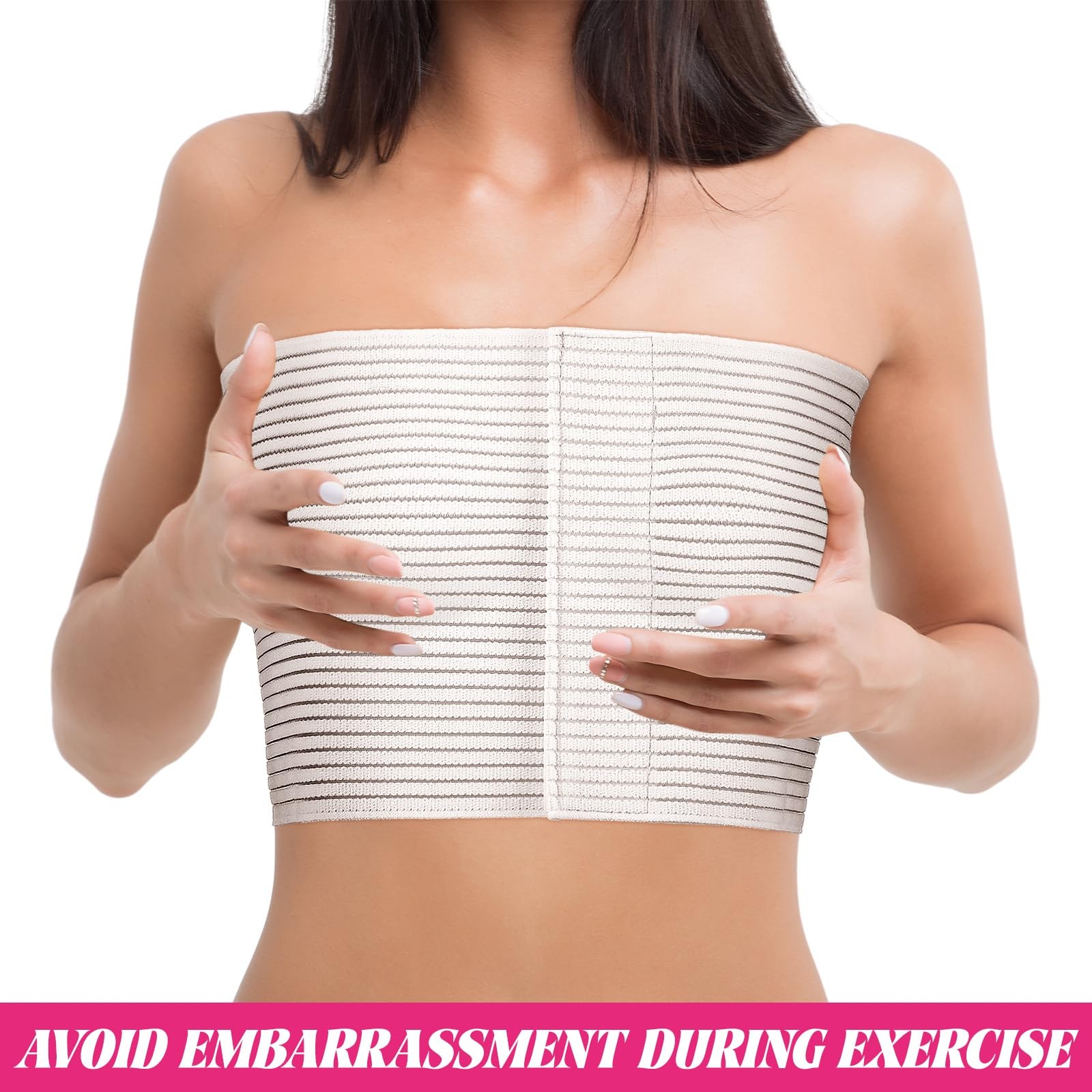 Geiserailie 2 Pcs Chest Compression Wrap Breast Support Band Sports Support