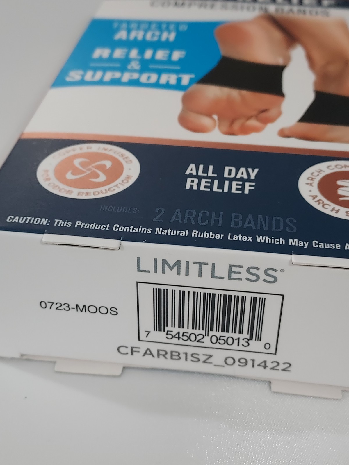 Copper Fit Arch Relief Compression Bands 1 Pair – One Size, Black