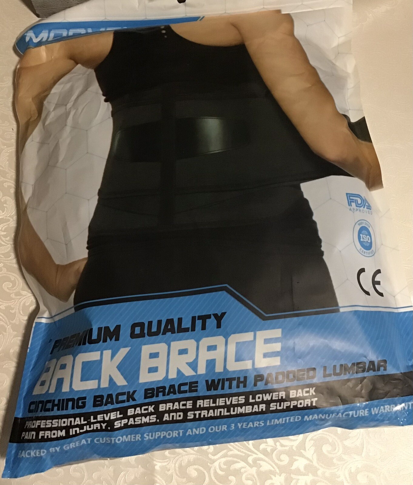 MODVEL Back Brace Support Unisex Size XXL Breathable Adjustable Black New