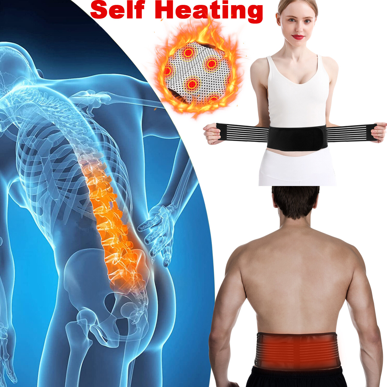 Magnetic Support Brace Belt Strap Lower Lumbar Back Pain Relief Waist Breathable