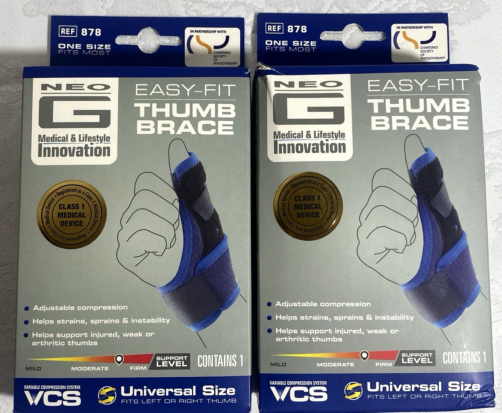 Qty 2 Neo G Easy Fit Thumb Brace Universal Size Fits Left or Right Thumb NEW