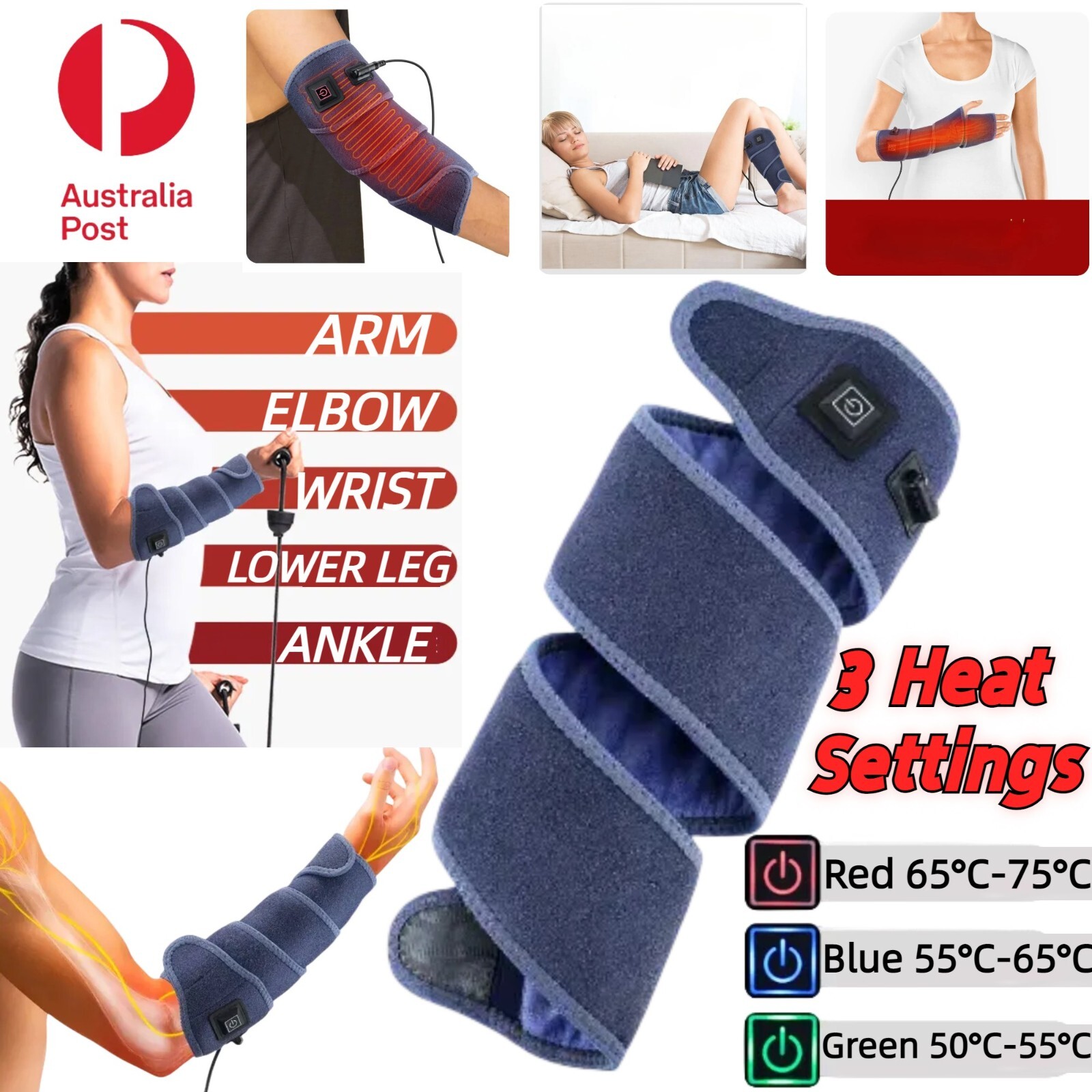 Heating Pad Wrap Electric Knee Arm Leg Brace Heat Warm Heated Joint Pain Relief