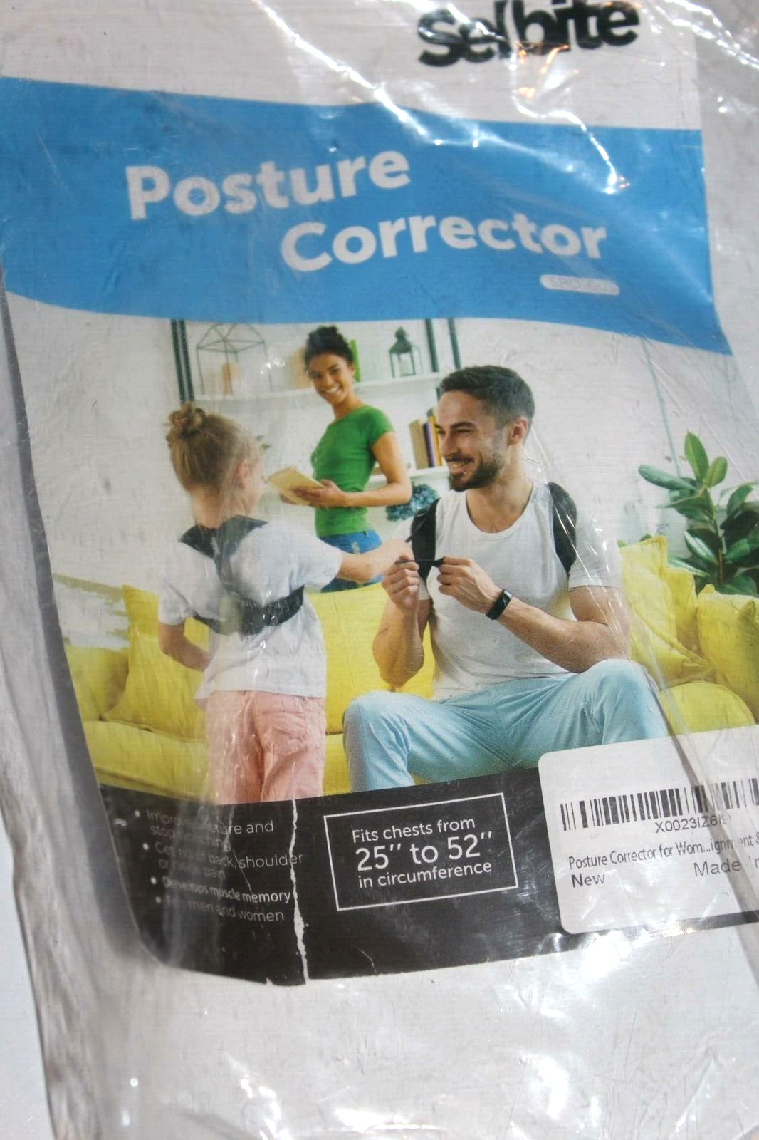 New Selbite Posture Corrector, Unisex, Adjustable Size, Black, 25″ to 52″ Chest