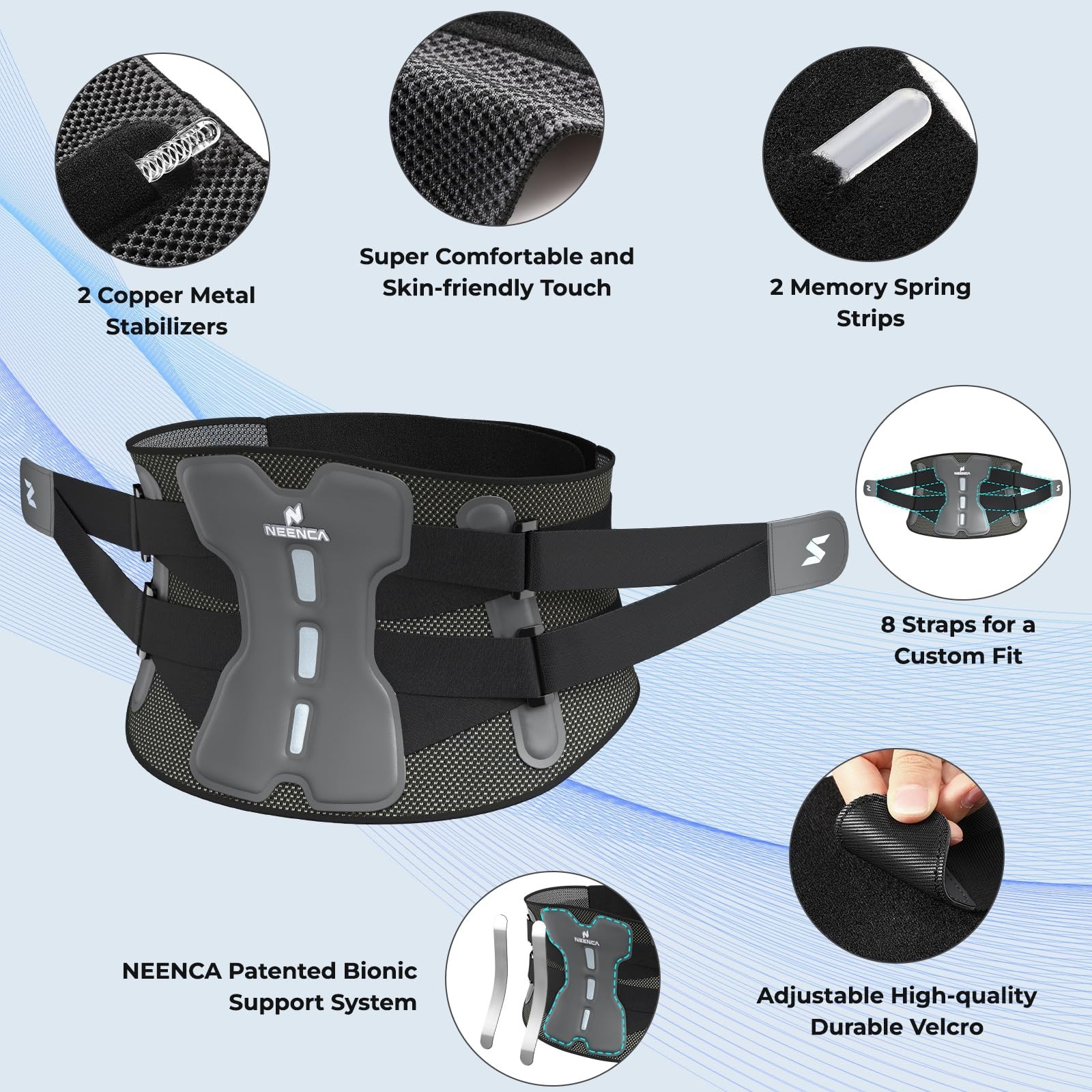 Adjustable Back Brace for Lower Back Pain Relief, Lumbar Support Belt, Soft Mesh