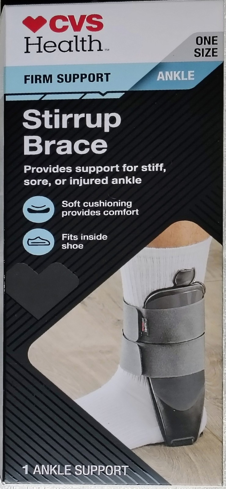 CVS Health Firm Support Ankle Stirrup Brace One Size 1 Ankle Support NIB #397671