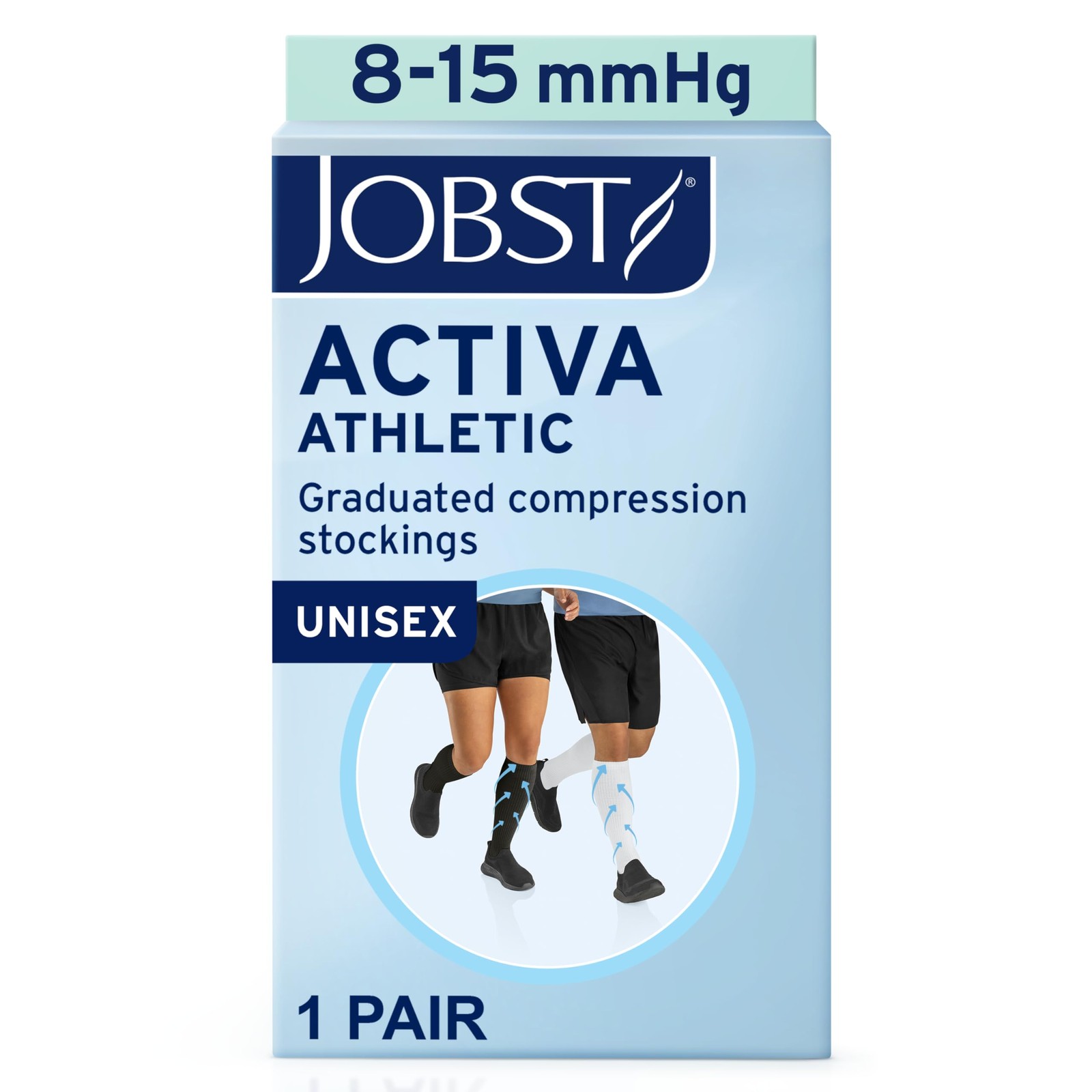JOBST ACTIVA Athletic Compression Socks, 18 mmHg, Knee High Large, White