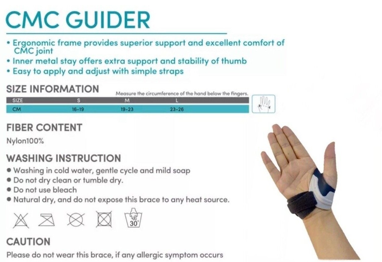 Orthopedic CMC Thumb Brace Adjustable Lightweight Waterproof Stabilizes- German