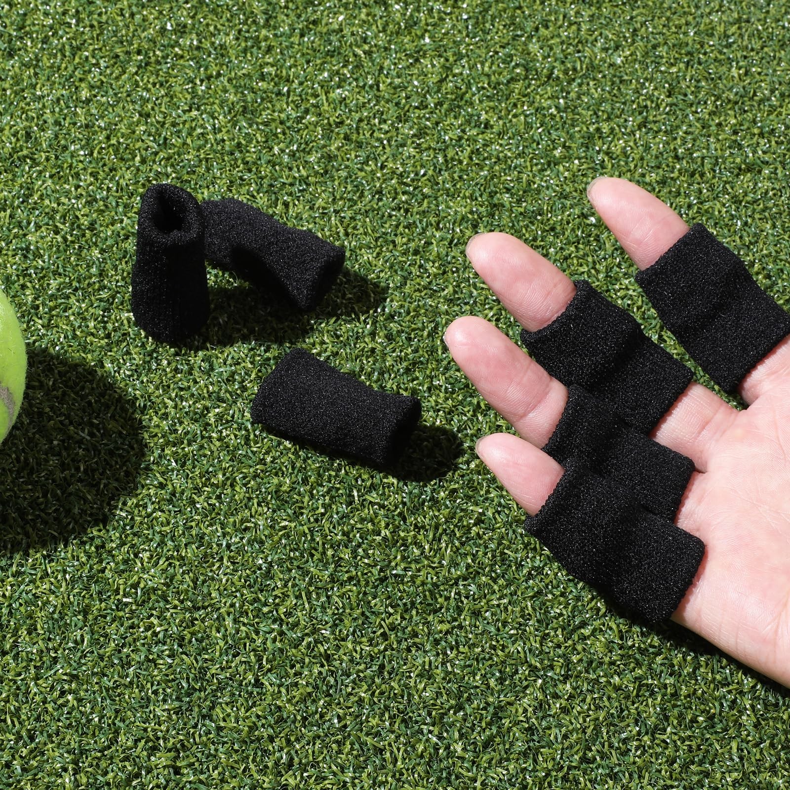 KALIONE 10Pcs Black Sport Finger Sleeves, Sleeves One Size,