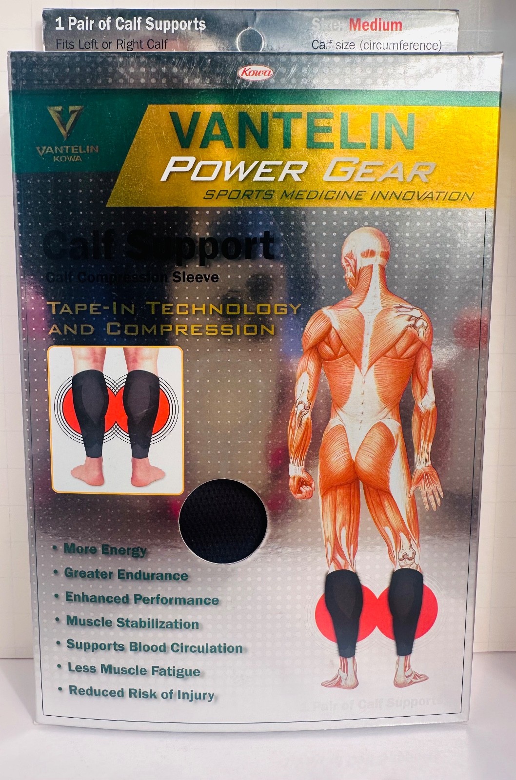 Vantelin Calf Compression Sleeve Red 1 Pair – Size Medium