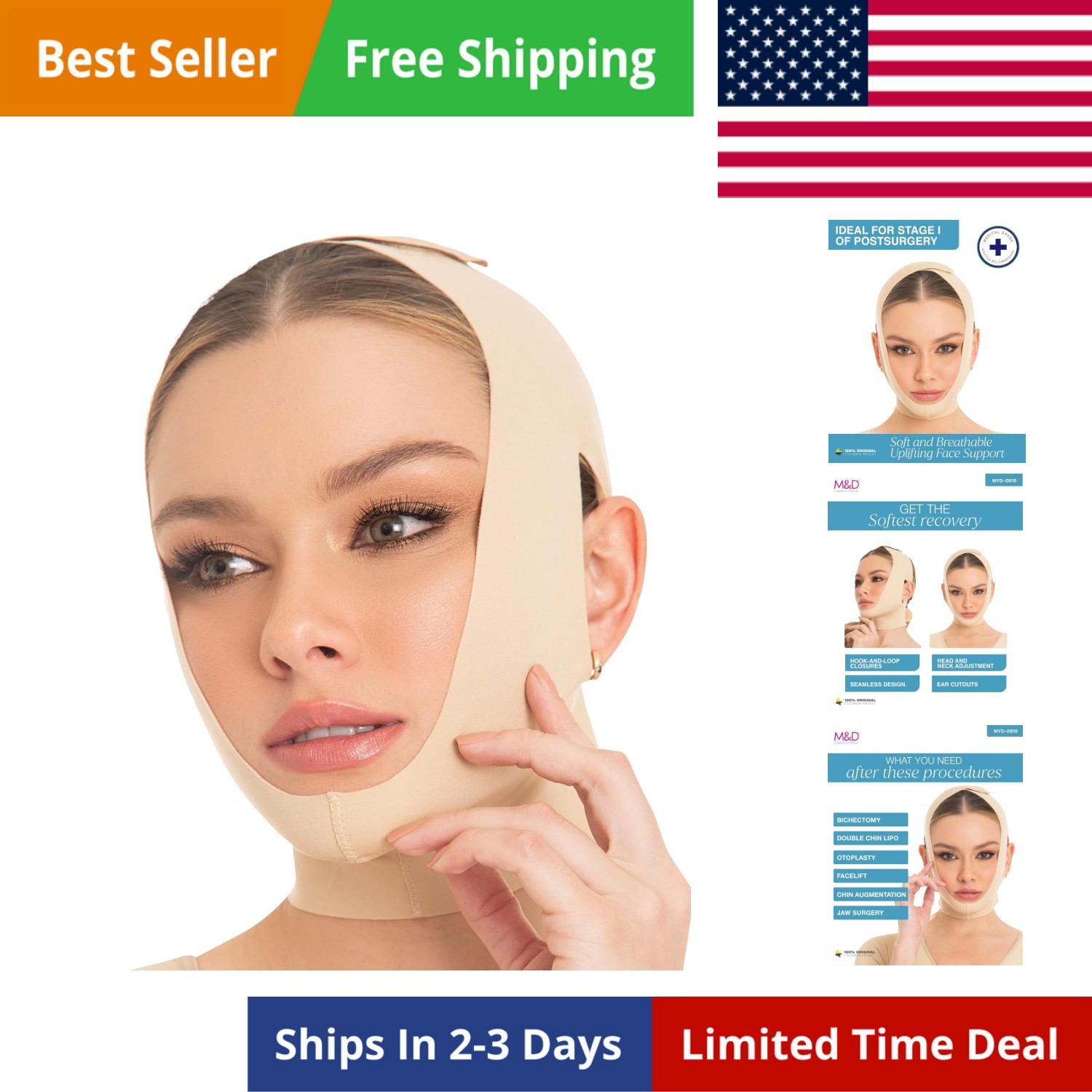 Face Slimming Chin Strap Lipo Compression Garment Mentonera Postquirúrgica Fa…