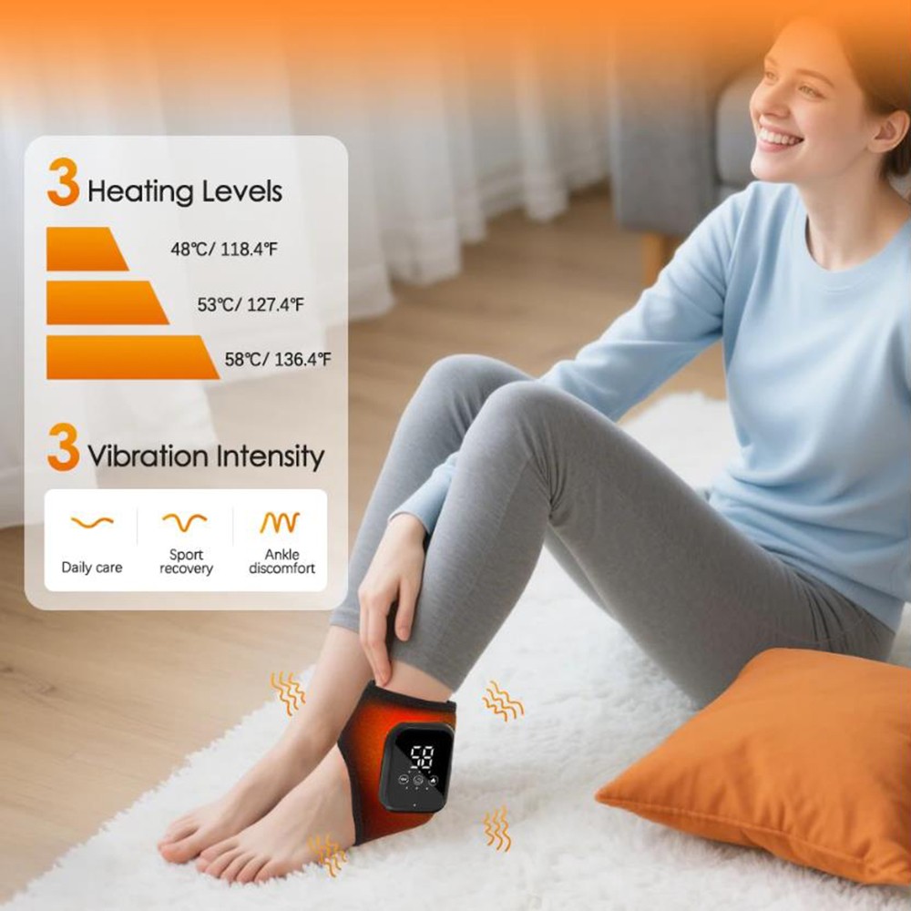 2x Electric Foot Ankle Massager Heating Vibration & Hot Compress Pain Relief