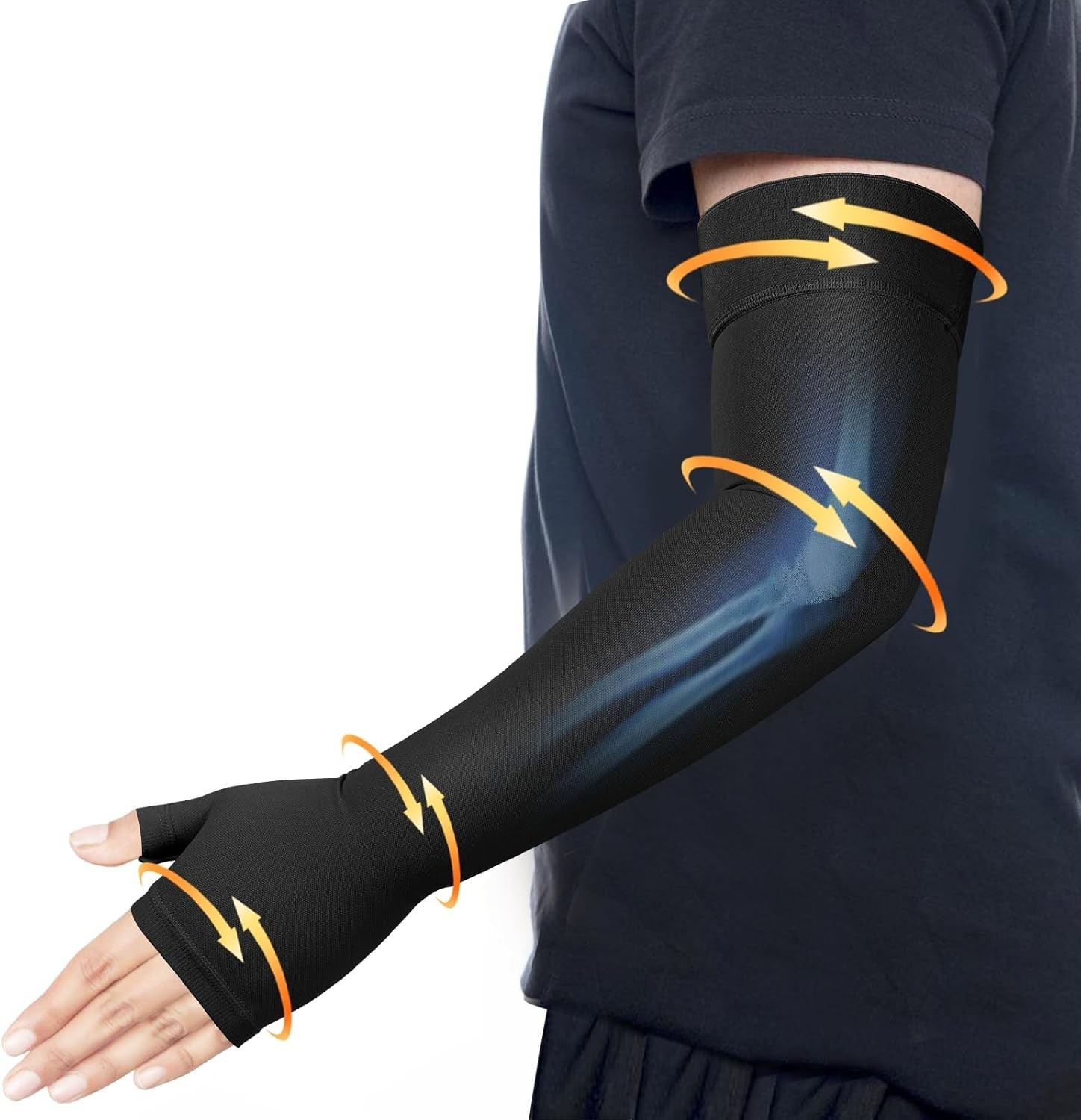 Extra-Long Compression Arm Sleeve with Anti-Slip Gauntlet for Active Recovery