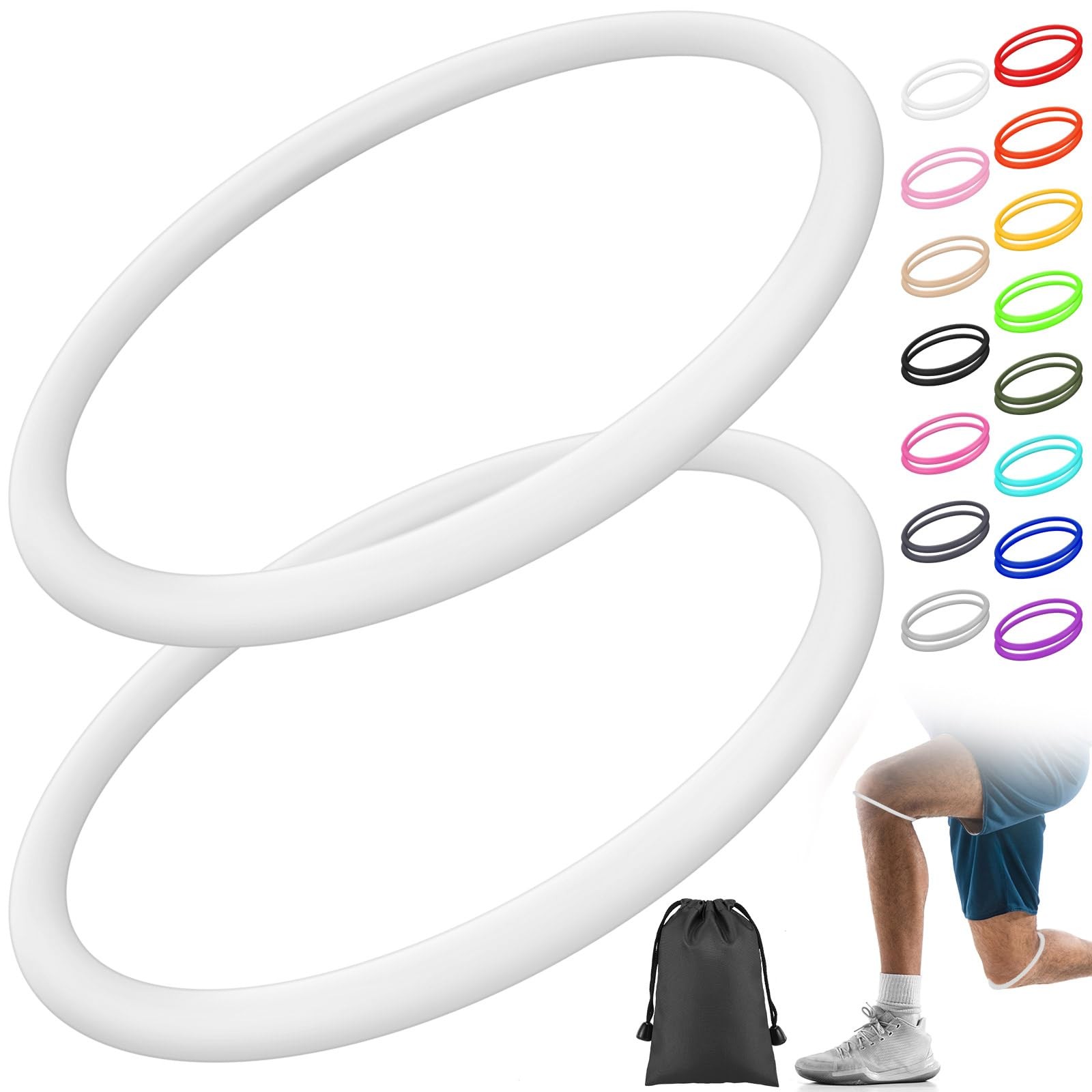 Patella Knee Strap Support 2 White Silicone Brace Pain Running Fitness Basketbal