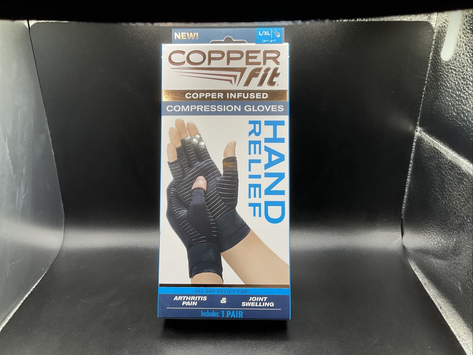 Copper Fit Hand Relief Copper Infused Compression Gloves 1 Pair New L/XL