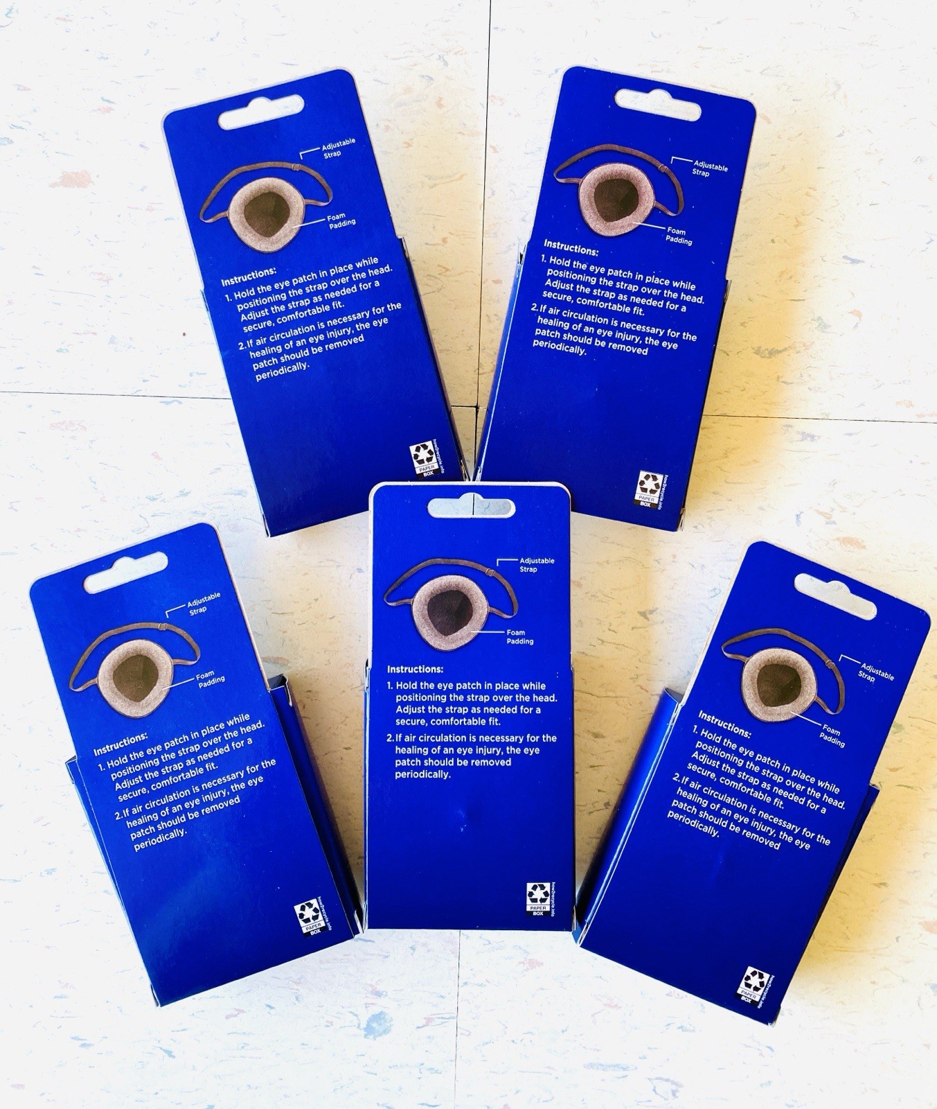 LOT OF 5 Padded Eye Patch Black Adjustable Strap Protector – Walgreens NEW!