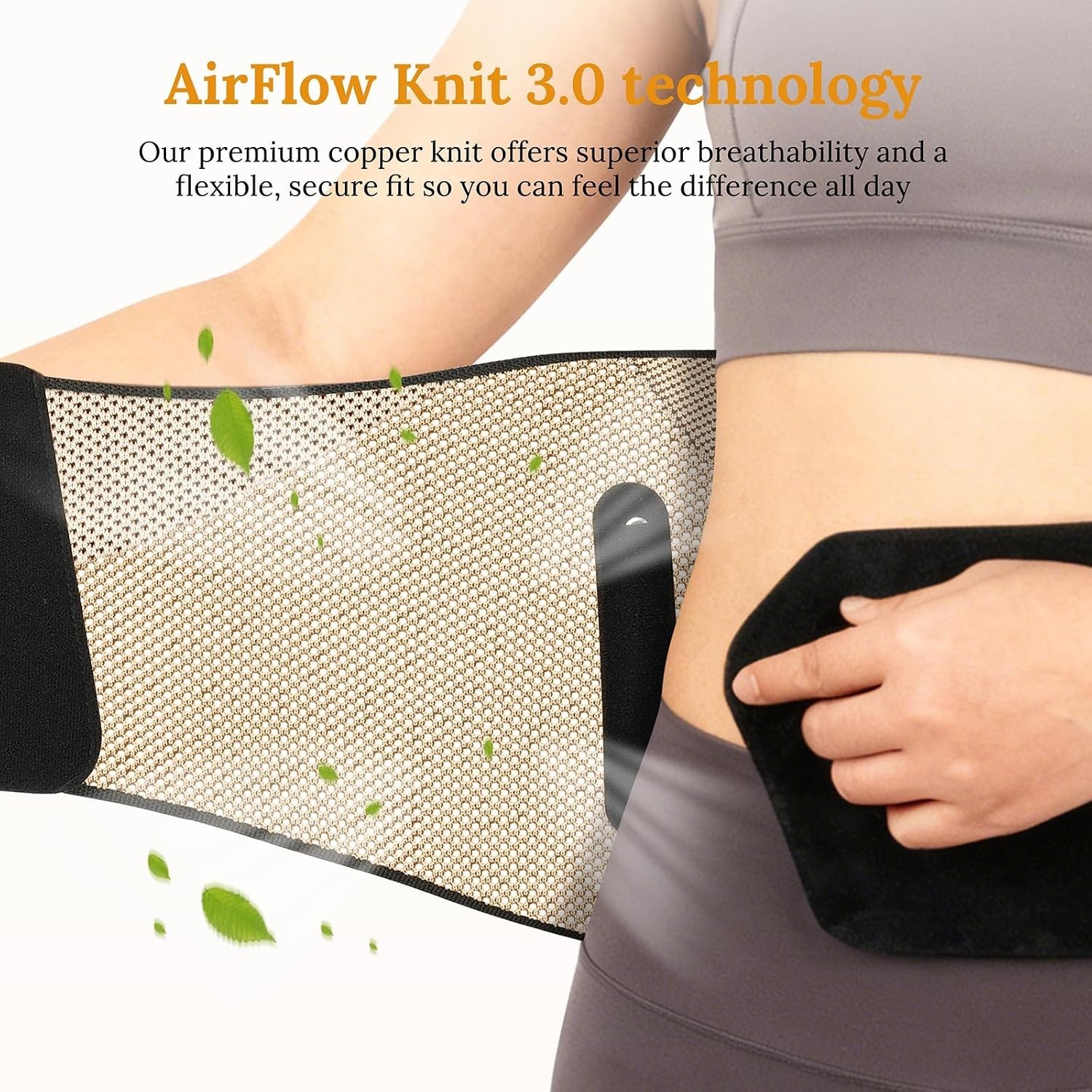 Copper Lower Back Brace – Removable Spine Rods & Therapy Pocket for Pain Relief