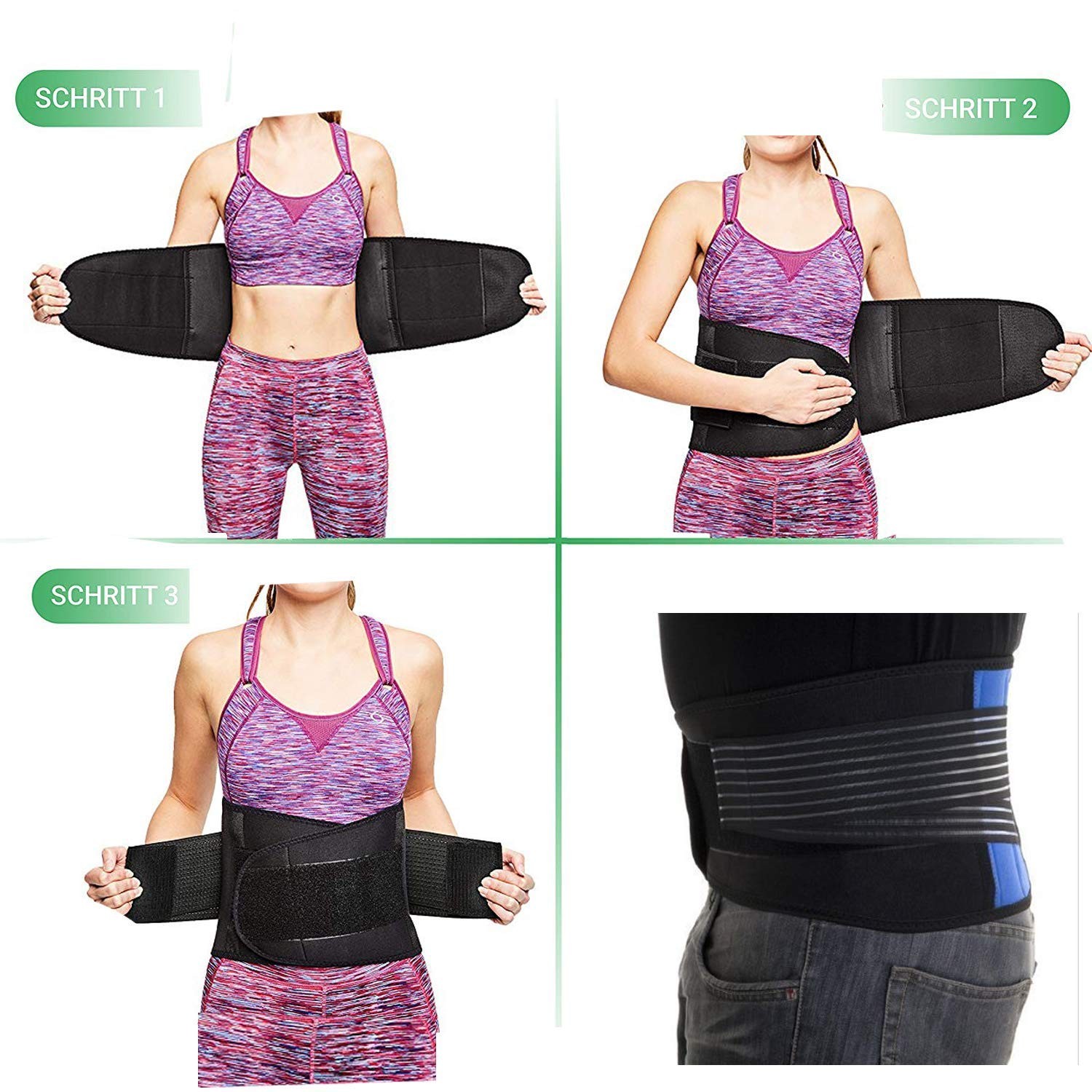 WONFAST Lumbar Back Support Brace Waist Trainer Belt 6X-Large 58-62 Black/Blue
