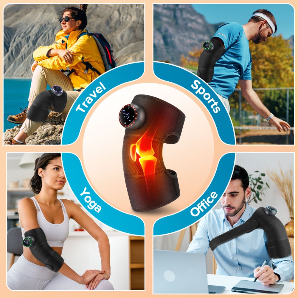 3 in 1 Cordless Heating Massage Knee Pad Shoulder Elbow Smart Vibration Massager