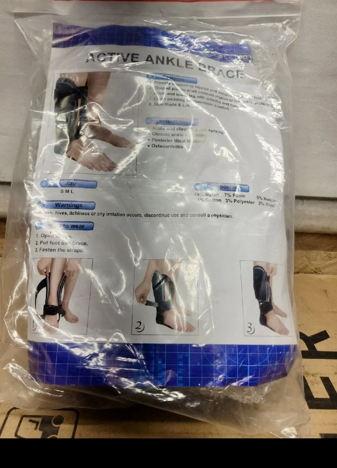 Active Ankle Brace Medium Lace Up & Strap Multi Sport