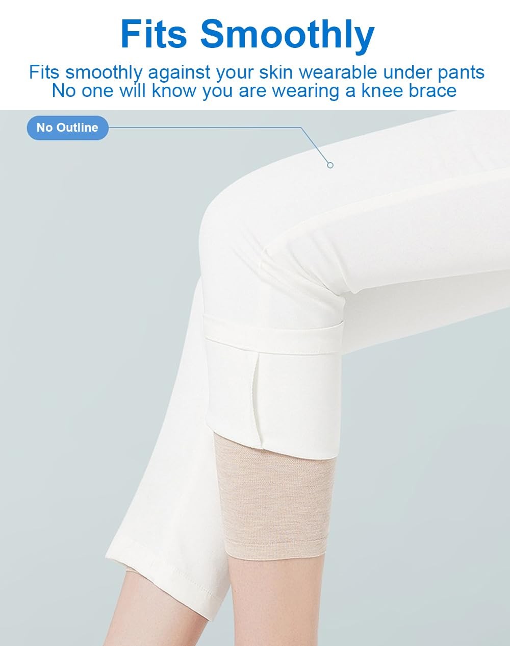 2 Pairs Knee Compression Sleeves for Women, Lightweight Short, Black+Beige
