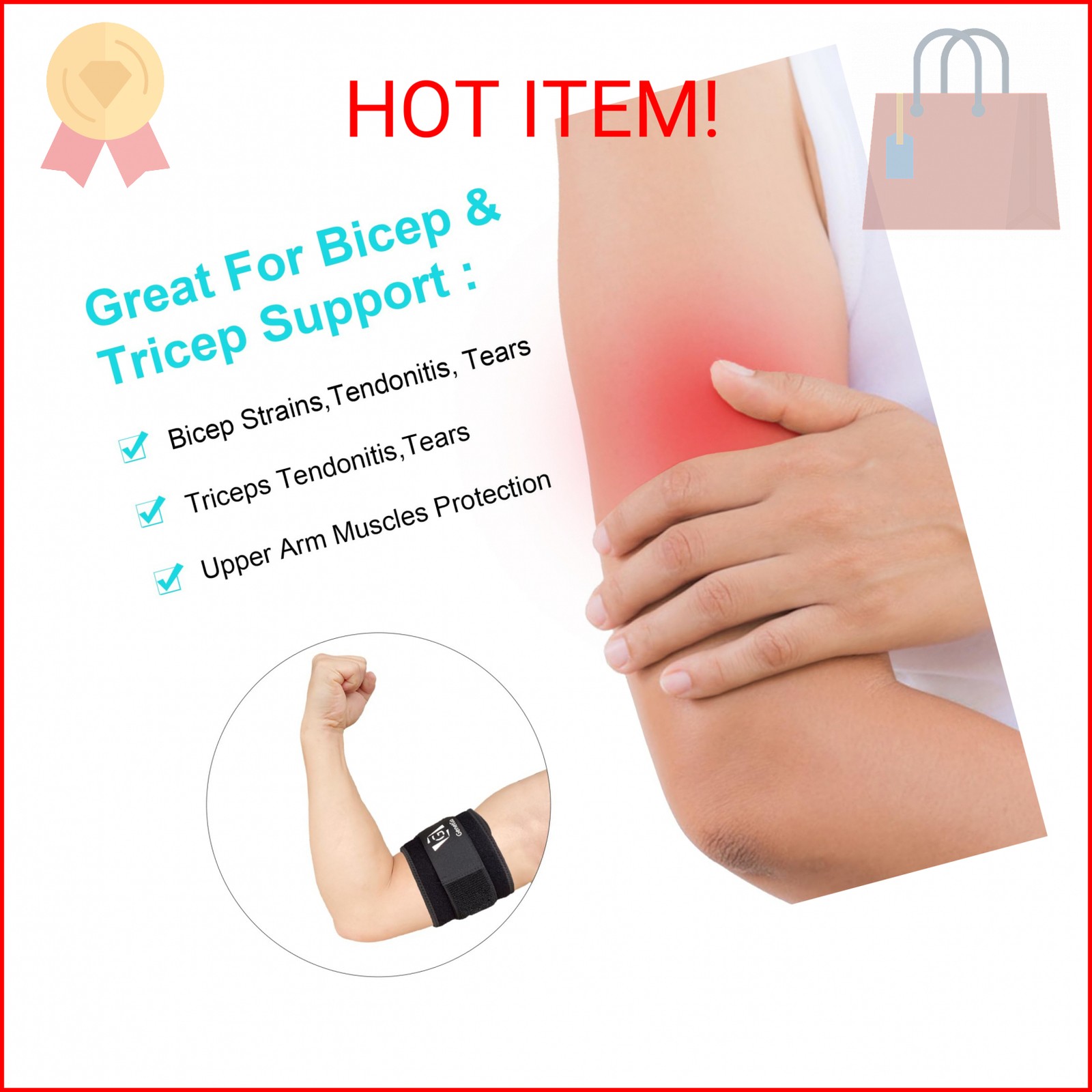 GenetGo Bicep & Tricep Tendonitis Brace Compression Sleeve – Pain Relief for Bic