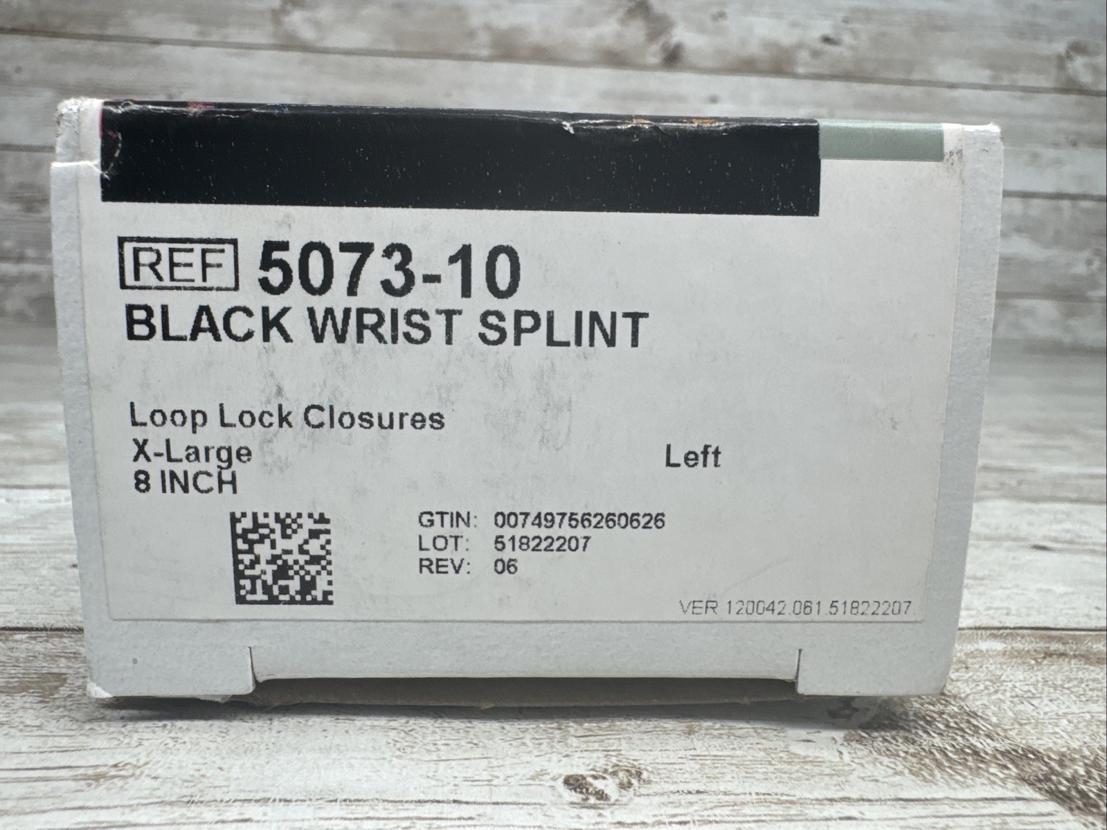 DeRoyal Black Left Wrist Splint Size: X-Large 8 inch Loop Lock Closures NEW