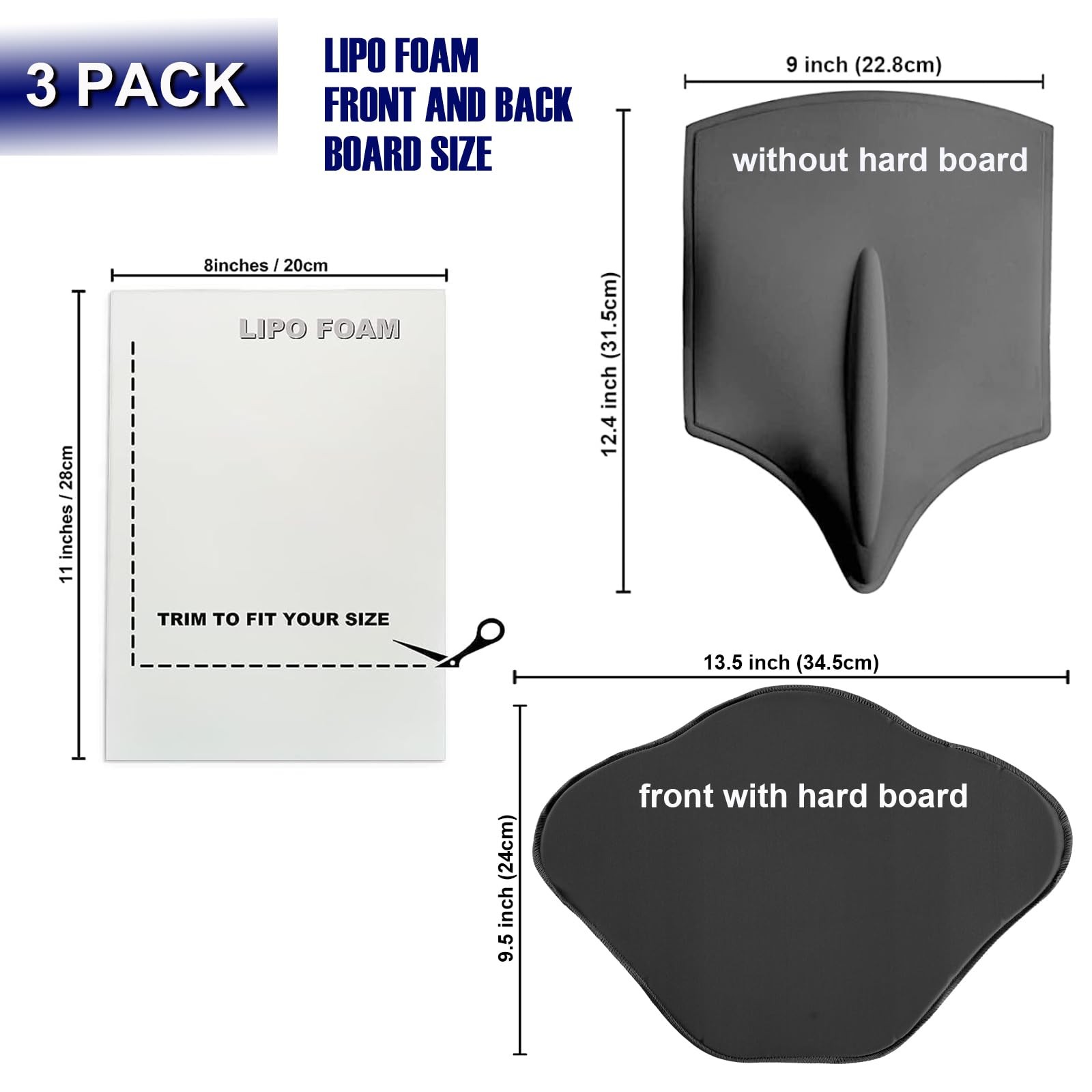 3 Pack Lipo Foam Ab Board Post Surgery Liposuction Abdominal Compression Boar…