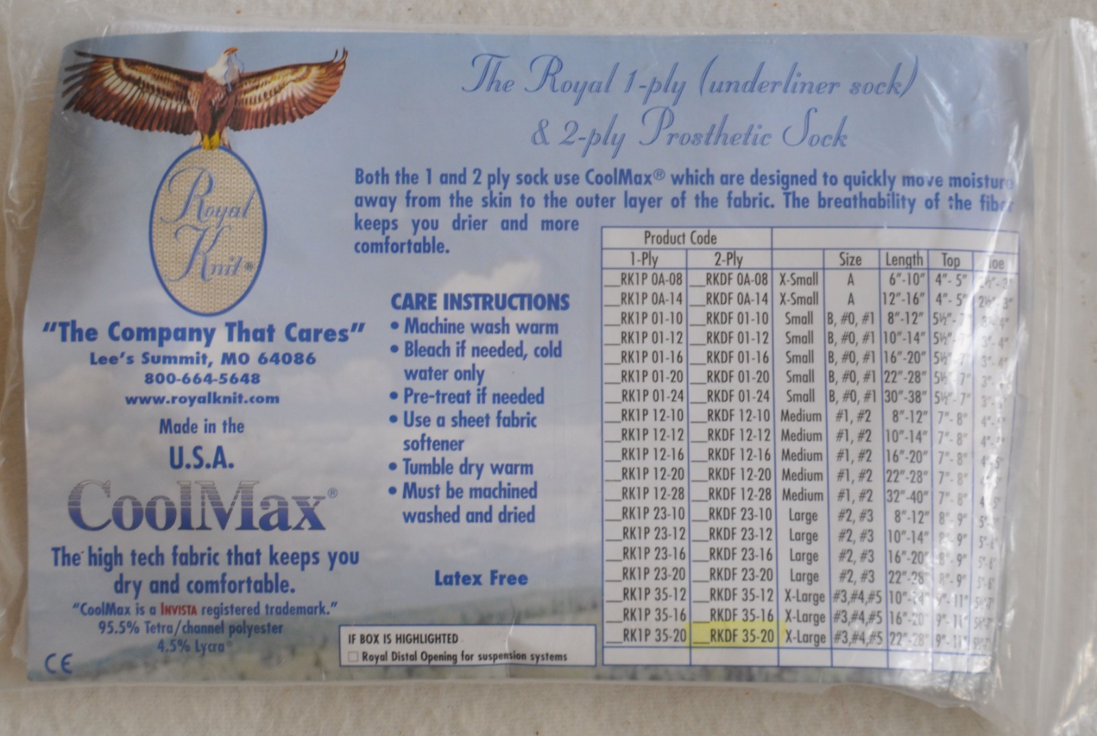 Lot of 4 Royal Knit 2-Ply Prosthetic Coolmax Socks RKDF 35-20 XL #3,#4,#5 22-28″