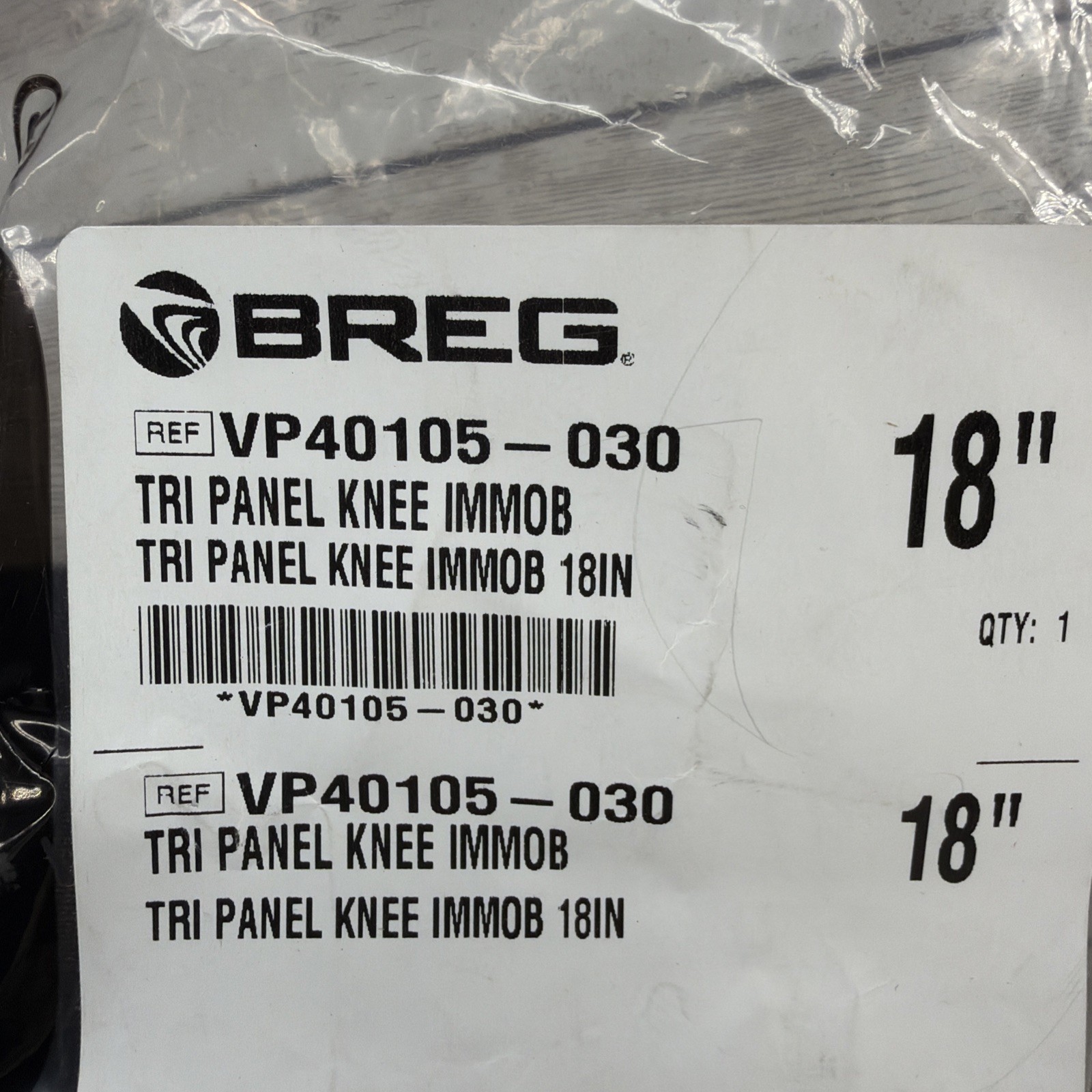 BREG 18″ Tri Panel Knee Immobilizer, VP40105-030 New in Package