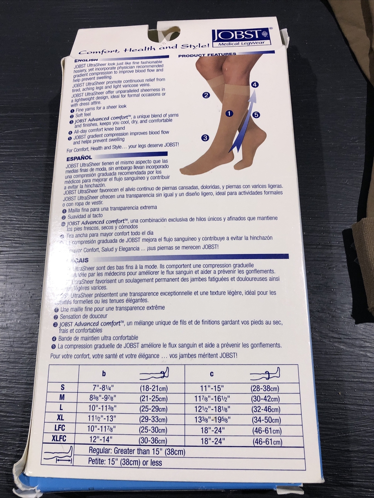 Jobst LegWear UltraSheer Knee High CT 15-20mmHg Suntan Large