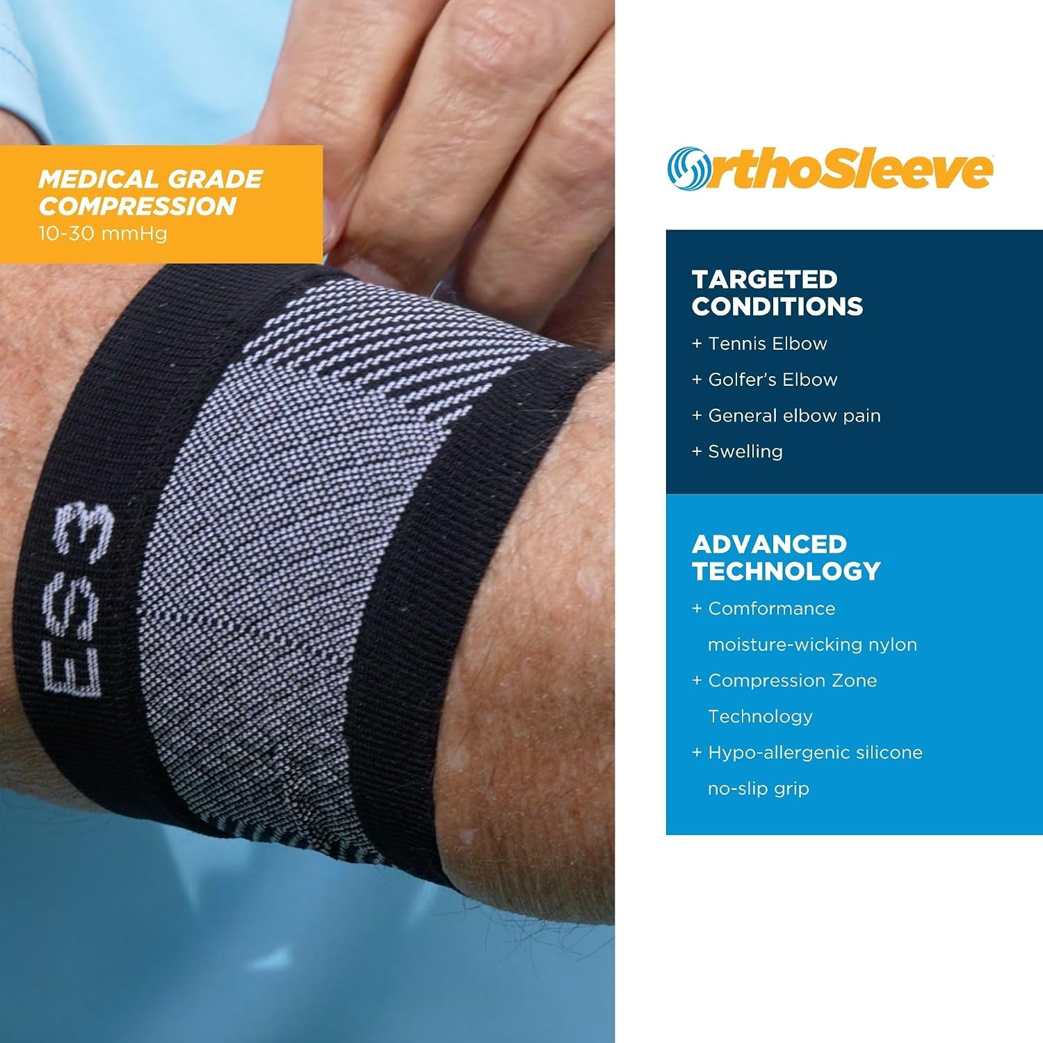ES3 Elbow Brace for Tendonitis and Tennis and Golfer’S Elbow, and General Pain a