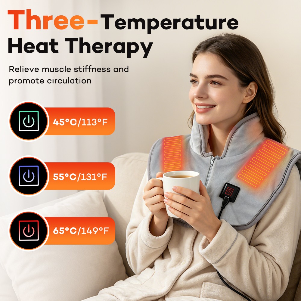 USB Heating Pad for Neck and Shoulder Winter Heated Warmer Shawl Neck Wrap Gift