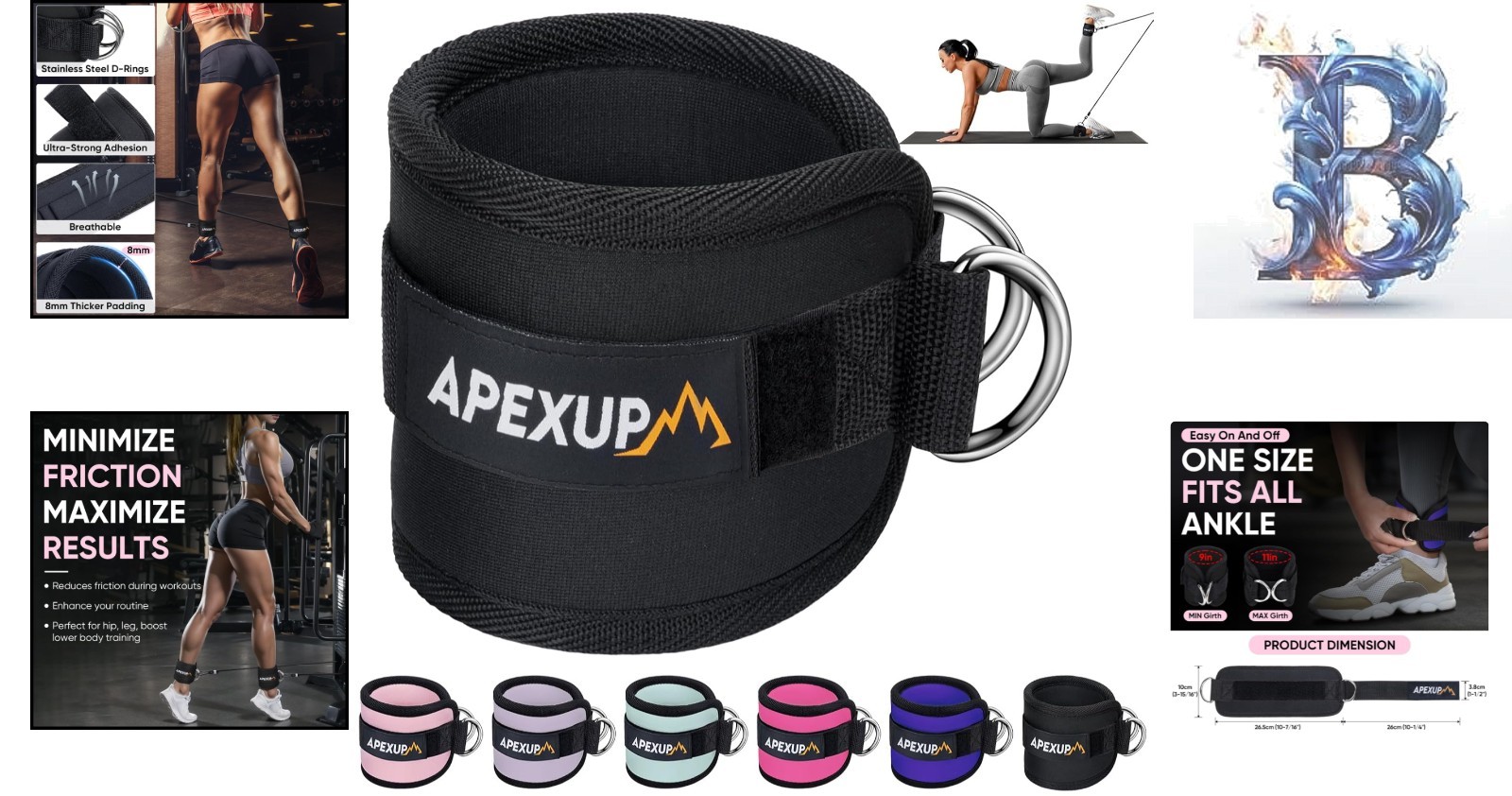 Adjustable Neoprene Ankle Strap for Cable Machines – Perfect for Glute Workouts