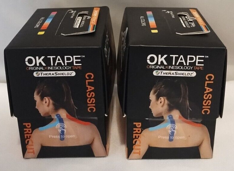 OK TAPE Thera Shieldz Kinesiology Tape 20 Strips Precut Waterproof Black Beige
