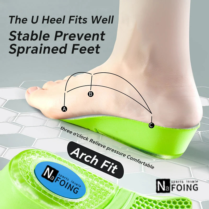 Memory Foam Height Increase Insoles for Men Women Shoes Flat Feet Arch Support O