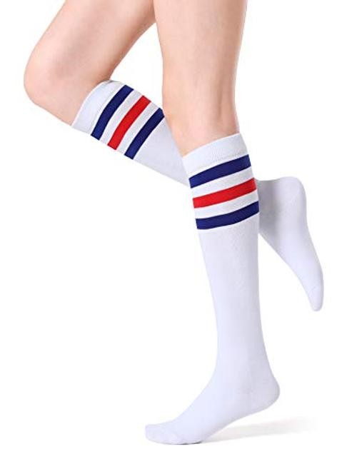 Women’s Knee High Socks Outdoor Sport Athletic Socks One Size Multicolor