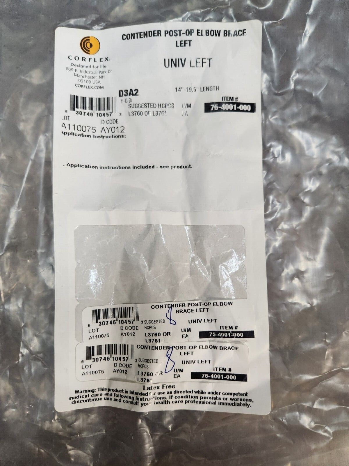Corflex Contender Post-Op Elbow Brace – Left