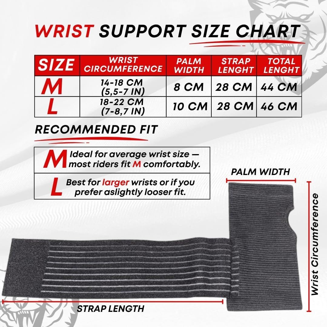 Adjustable Motorcycle Wrist Brace Wraps for Bikers | Pain Relief & Vibration Abs